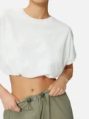 Elastic Waist Cotton Short T-shirt