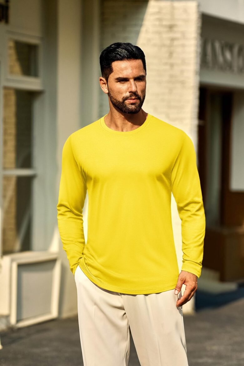 Cotton Long Sleeve Tee Shirts Crew Neck - Image 5