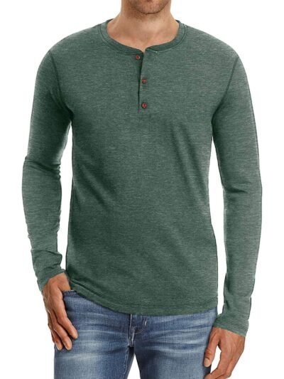 Men's Casual Slim Fit Long Sleeve Henley T-Shirts