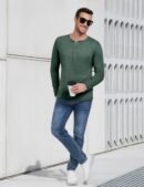 Men's Casual Slim Fit Long Sleeve Henley T-Shirts
